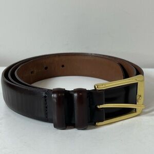 Allen Edmonds Size 42 Made in USA Cobbler Leather Soft Black Belt Brass Buckle